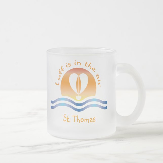 Luffers Sunset_Luff is in the air St. Thomas Frosted Glass Coffee Mug (Right)