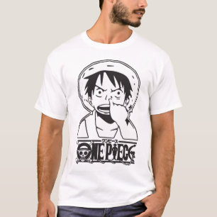 Luffy Black White Anime Silhouette Art T-Shirt