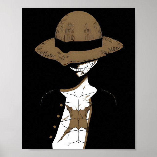 Luffy Shadow Poster | One Piece Minimalist Anime W (Front)