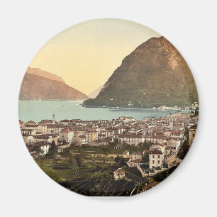Lugano, general view, Tessin, Switzerland vintage Magnet