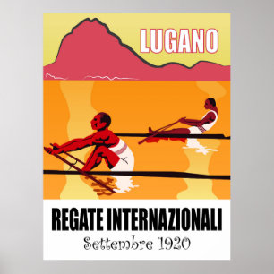 Lugano lake, international regatta, sport poster