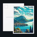 Lugano Switzerland Art vintage travel illustration Postcard<br><div class="desc">Lugano Switzerland Art vintage travel place illustration</div>