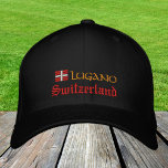 Lugano & Switzerland fashion / Swiss Flag Patriots Embroidered Hat<br><div class="desc">Embroidered Hats: Switzerland & Lugano,  Swiss Flag fashion baseball / trucker hats for Swiss patriots - love my country,  travel,  holiday / sports fans</div>
