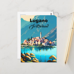 Lugano Switzerland Postcard Art, Lugano Switzerlan