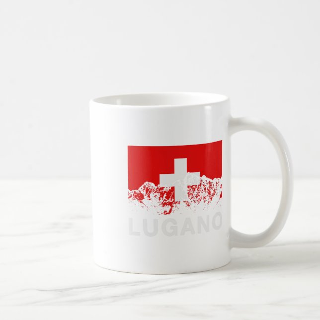 Lugano Switzerland Swiss Flag Ski  Coffee Mug (Right)