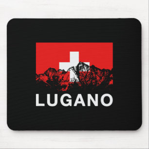 Lugano Switzerland Swiss Flag Ski  Mouse Mat