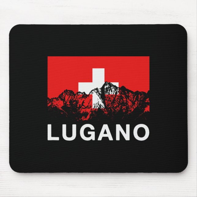 Lugano Switzerland Swiss Flag Ski  Mouse Mat (Front)
