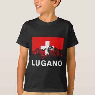 Lugano Switzerland Swiss Flag Ski T-Shirt
