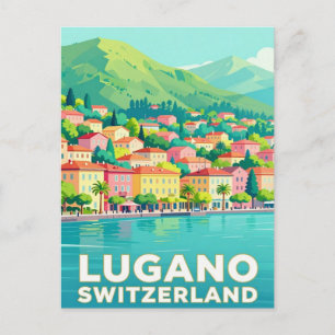 Lugano Switzerland Travel Lake Views Postcard