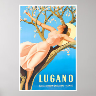 Lugano Travel Poster Switzerland Art Swiss Gift