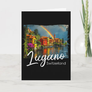 Lugano Vintage Switzerland Tee Alps Hiking Lake Di Card