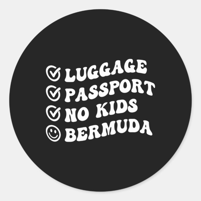 Luge Passport No Bermuda Trip Wavy Classic Round Sticker (Front)