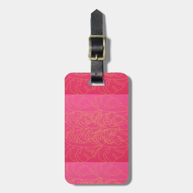 Luggage Baggage Carousel Travel Tag Pink Yellow (Front Vertical)