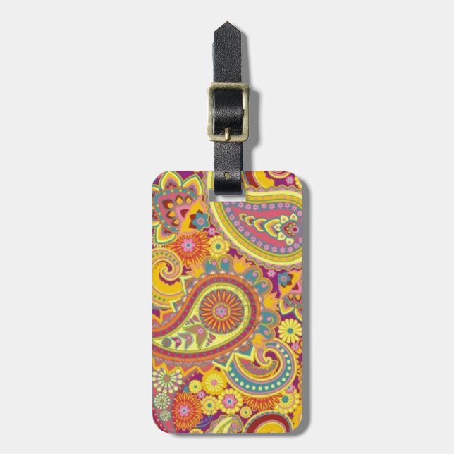 luggage label with paisley design (Front Vertical)