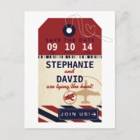 Luggage Tag Airmail Save Date German Deutsch