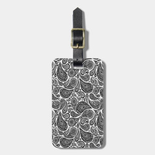 Luggage Tag/Black and White Paisley Tag