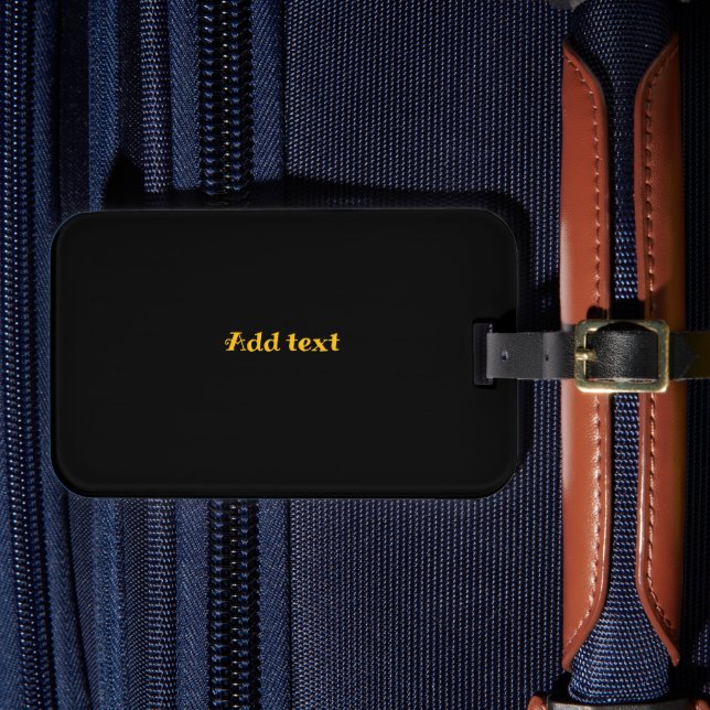 Luggage Tag, black with gold text, Tag (Front Insitu 4)