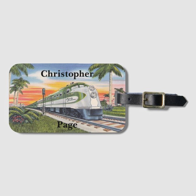 Luggage Tag clasic train postcard (Front Horizontal)