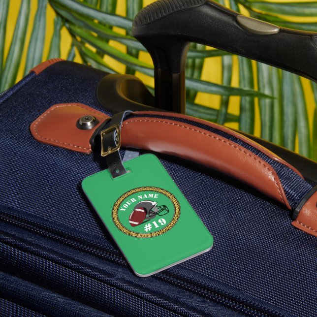 Luggage Tag Football - Add Name & Number (Front Insitu 1)