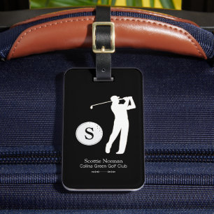 >Luggage Tag for a Golfer Man BlackWhite