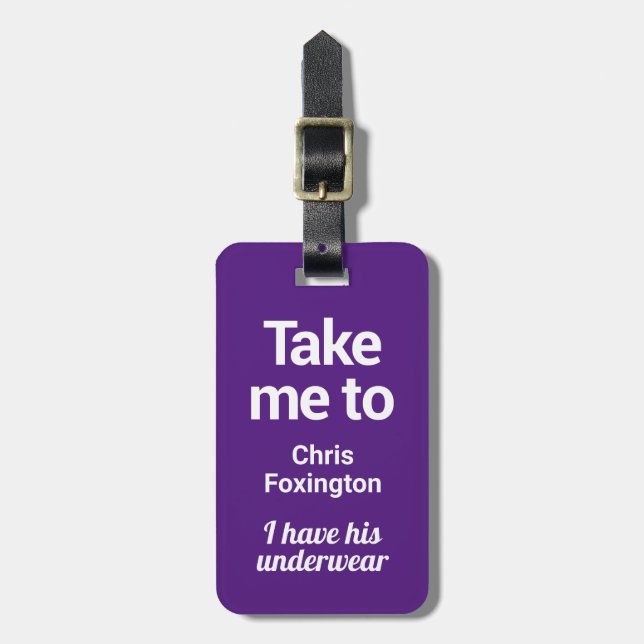 Luggage Tag | Funny Custom | Purple-Updated (Front Vertical)