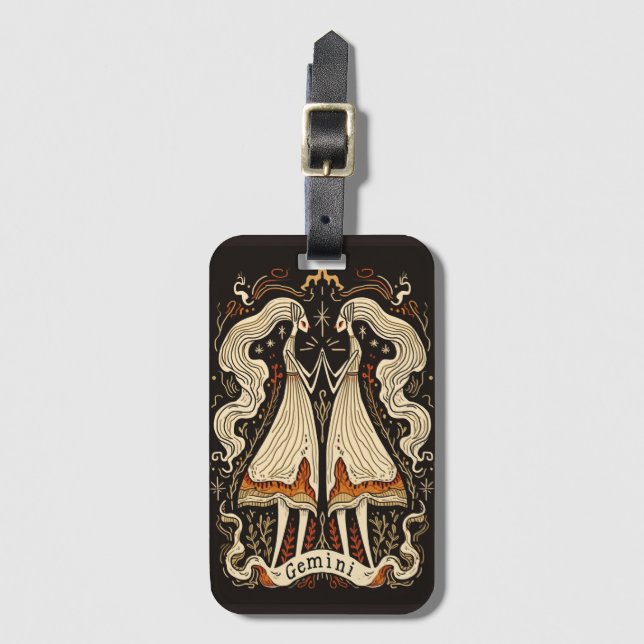 Luggage Tag Gemini Celestial Zodiac Art (Front Vertical)