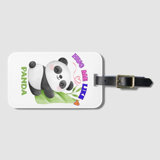  Luggage Tag – Hug Me Like a Panda 🐼 (Front Horizontal)