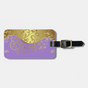 Luggage Tag--Lavender & Gold Swirls Luggage Tag