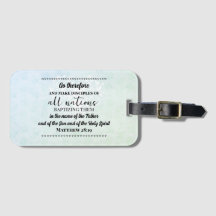 Luggage tag mission trip bible verse