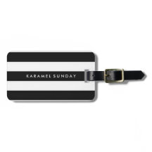 Luggage Tag - Nautical Stripes Black