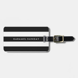Luggage Tag - Nautical Stripes Black