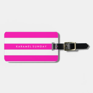 Luggage Tag - Nautical Stripes Pink