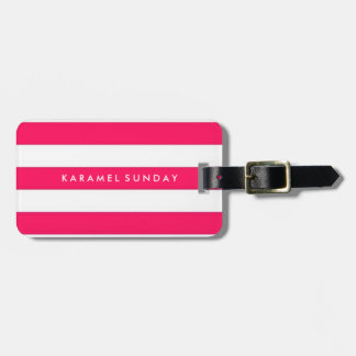 Luggage Tag - Nautical Stripes Red/Pink