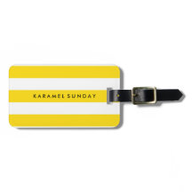 Luggage Tag - Nautical Stripes Yellow