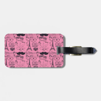 luggage tag, paris, eiffel tower, moustache luggage tag