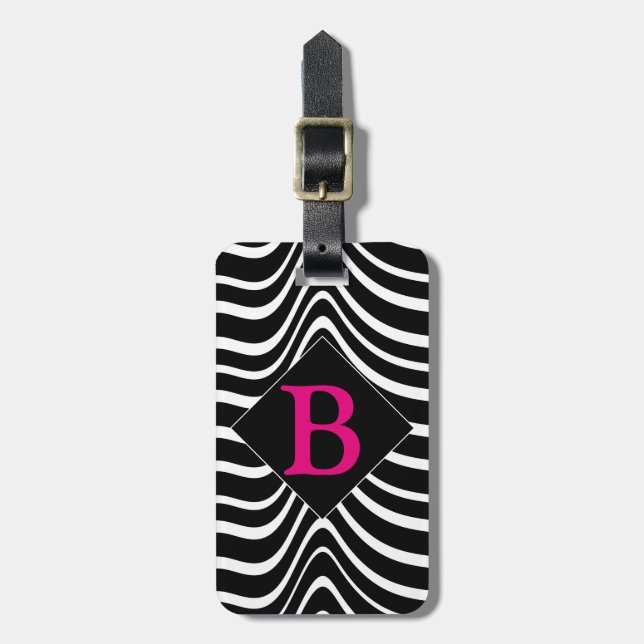 luggage tag personalise it black and white (Front Vertical)