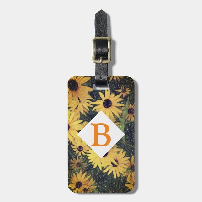 luggage tag personalise it yellow flowers (Front Vertical)