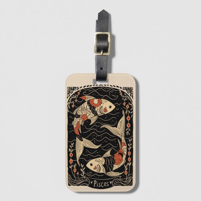 Luggage Tag Pisces Celestial Zodiac Art (Front Vertical)