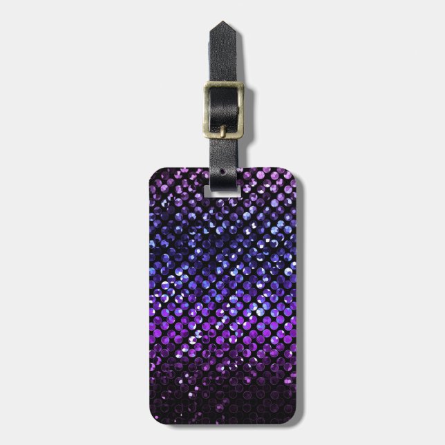 Luggage Tag Purple Crystal Bling Strass (Front Vertical)