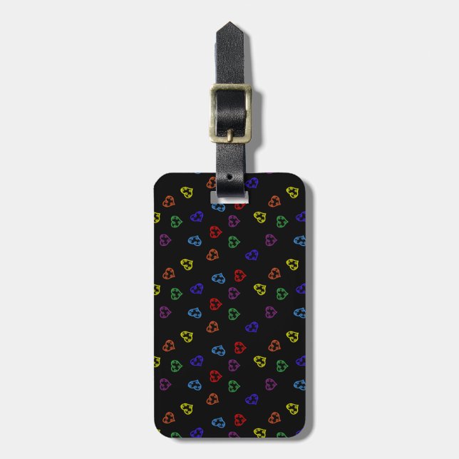 Luggage Tag/Rainbow Hearts Tag (Front Vertical)