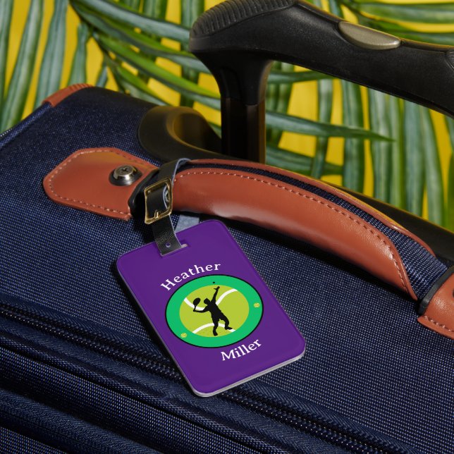 Luggage Tag - Tennis Player - Personalised (Front Insitu 1)