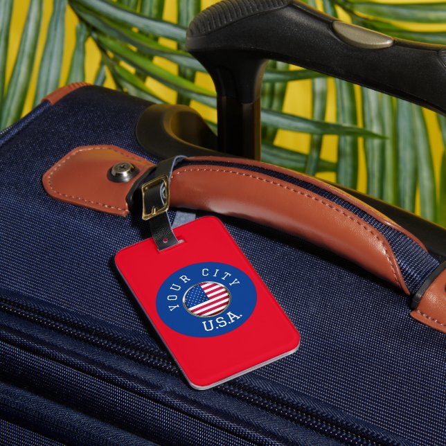Luggage Tag - USA Personalised - Add City Name (Front Insitu 1)