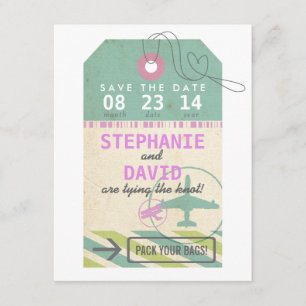 Luggage Tag Vintage Destination Wedding Save Date Save The Date