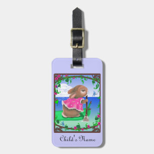 Luggage Tag w/Leather Strap/Cute Tropical Bunny