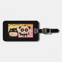 Luggage Tag w/ leather strap HAPPY MONSTERS