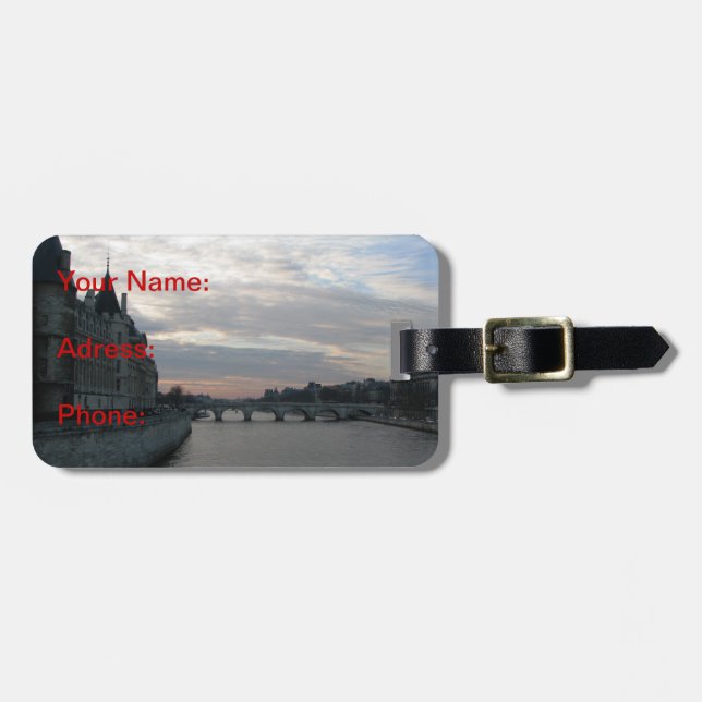 Luggage Tag with beautiful sunset in Paris (Front Horizontal)