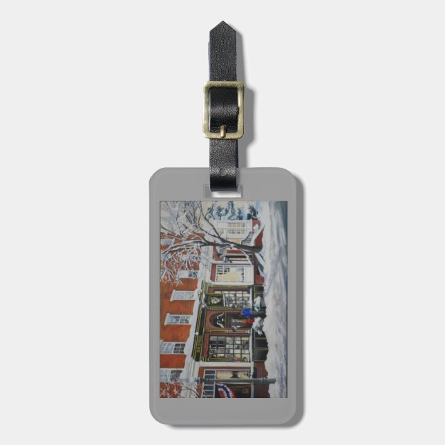 Luggage tag with Bulls Head in Snow (Front Vertical)