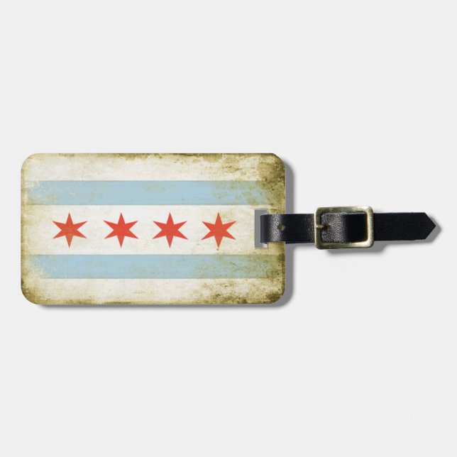 Luggage Tag with Cool Chicago Flag (Front Horizontal)
