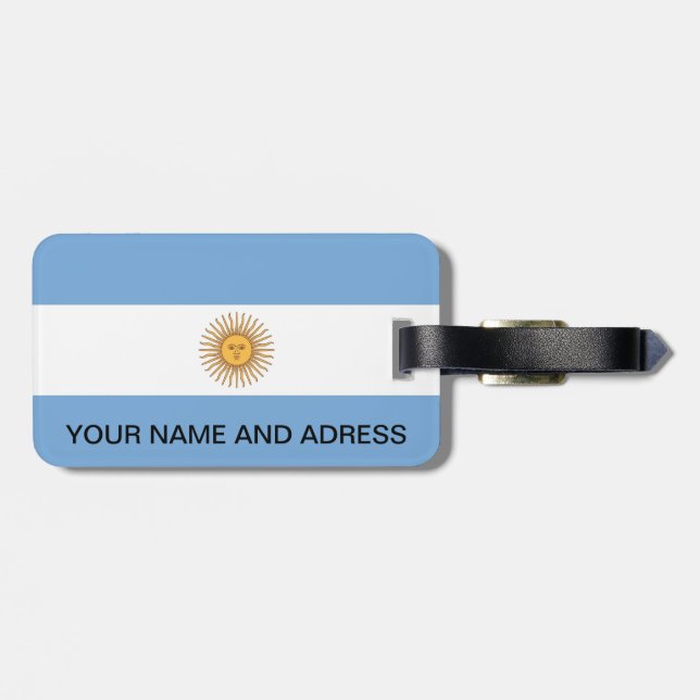 Luggage Tag with Flag of Argentina (Back Horizontal)
