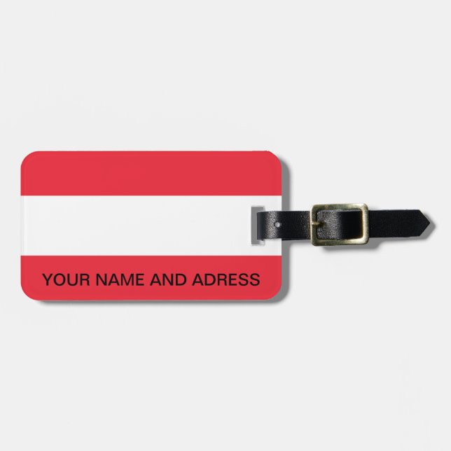 Luggage Tag with Flag of Austria (Front Horizontal)